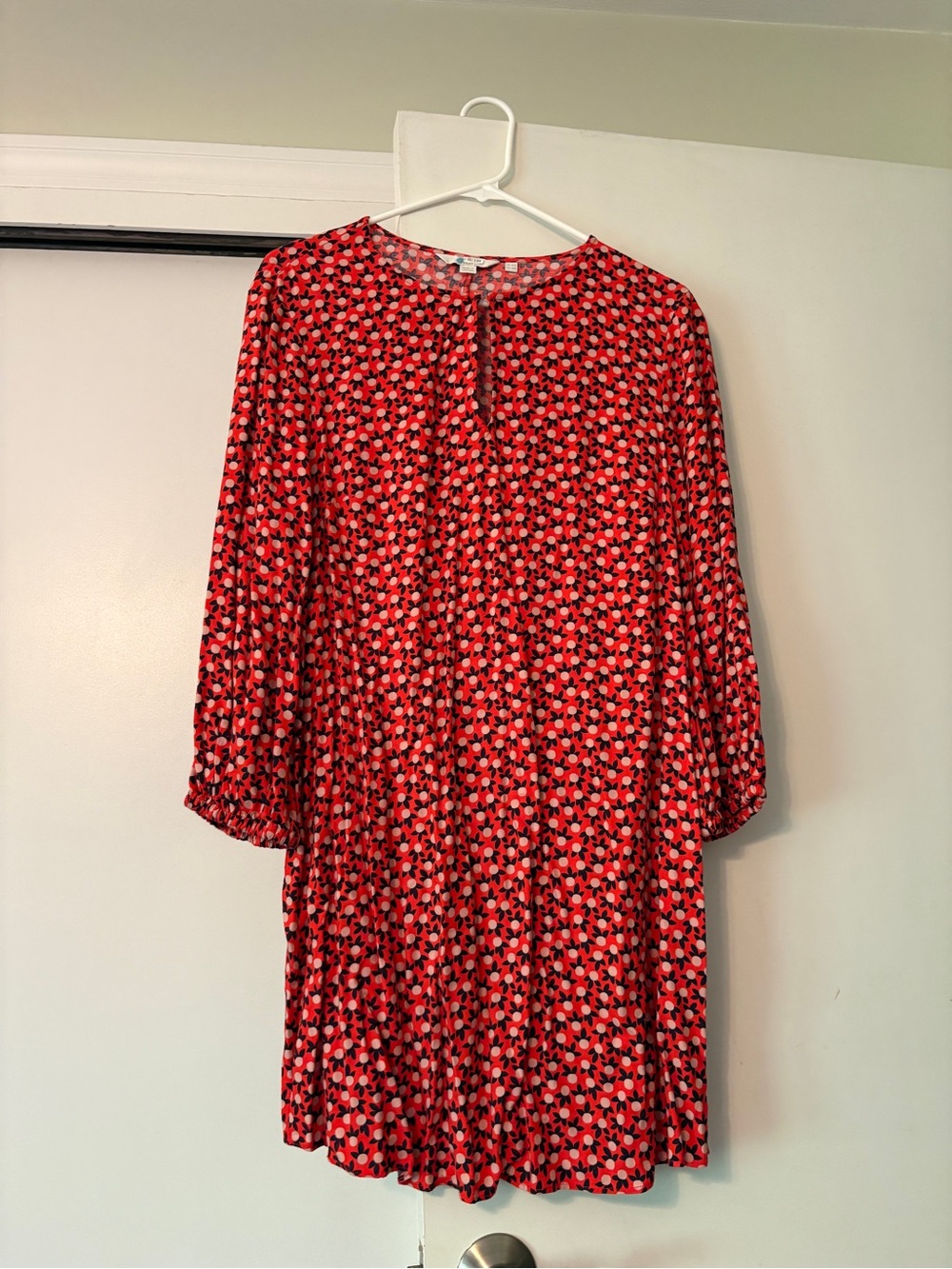 Boden Women’s Silky Red Floral Print Shift Dress US size 10
